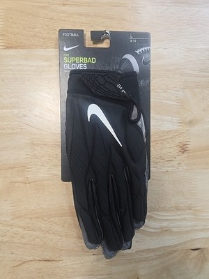 Nike NFL Superbad 5.0 Football Gloves Leather Men Black White Large