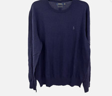 Polo Ralph Lauren Men's Pima Cotton Knit Sweater Navy Blue Size XL