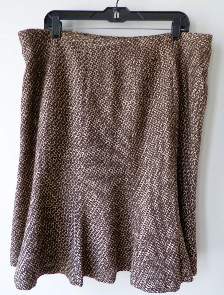 Falda Lane Bryant 18 Marrón/Beige Mezcla Lana Boucle/Tweed Acampanada/Trompeta NUEVA SIN ETIQUETAS Foto 2 de 4