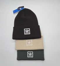 Adidas 3pk Unisex Trefoil Tall Utility Beanie, Black, Taupe, Green NWT