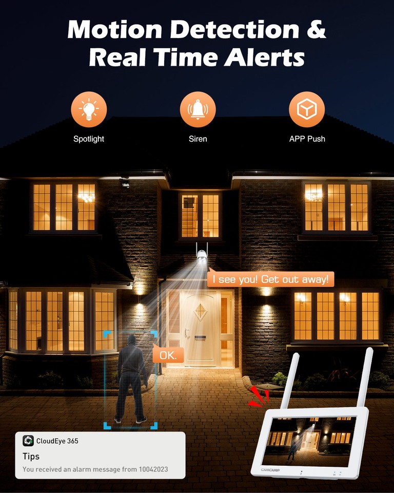 Wireless Security Camera System With Monitor Home Outdoor 2K Wifi IP ...