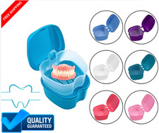 Clean Denture Bath Case Dental False Teeth Storage Box w/Hanging Net Container