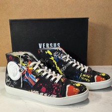 VERSUS Versace Men’s High Top Trainers UK10 EU44 Luxury Canvas Multi Colour, VGC