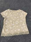 Coldwater Creek Shirt Womens large beige floral laced top casual