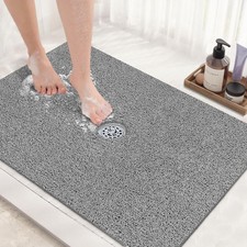 Large Shower Mat Non Slip : 32x24 inch Loofah 32" x 24" Rectangular , Gray