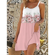 Women's Summer Dresses 2025 Beach Casual Sleeveless Floral Print Tank Sundress