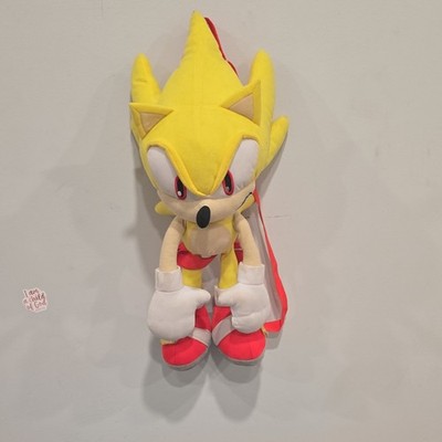 SEGA Super Sonic The Hedgehog Kids Yellow Plush Backpack Red Straps Zip