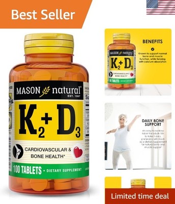 100 Tablets of  Vitamin K2 + D3 with Calcium for Optimal Bone Strength