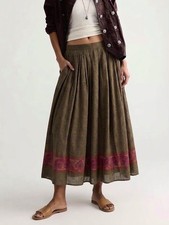 Vintage Paisley Maxi Skirt S Pockets Cottage Folk Fairy Grunge Prairie