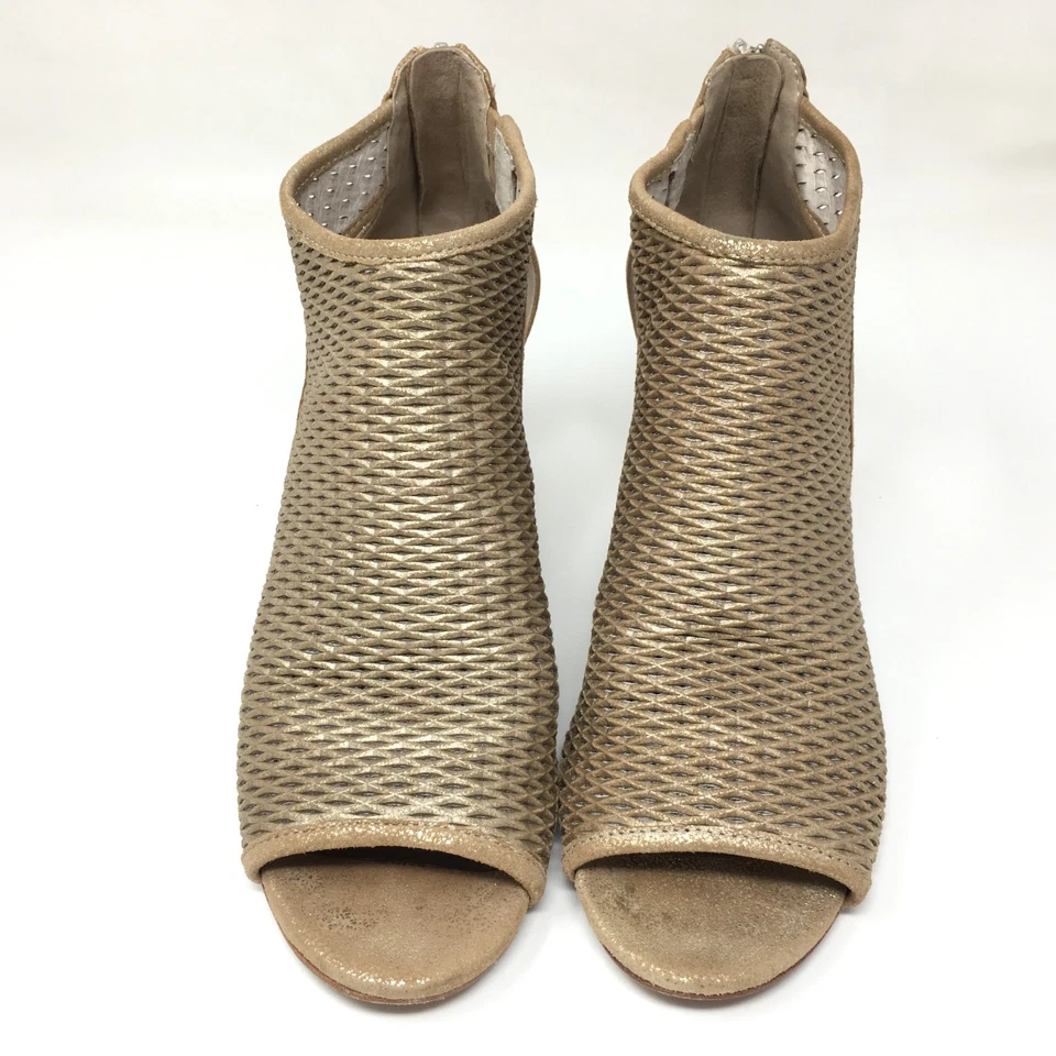 Donald J Pliner Jace Zuecos Botines Zapatos Mujer Talla 6.5 Cuero Dorado Cremallera Foto 4 de 4