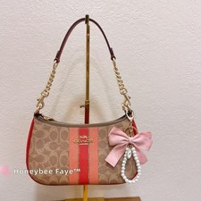 NWT COACH CAL81 Teri Shoulder Bag In Signature Canvas With Stripe