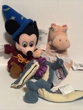 Disney Store Mini Bean Bag Plush 8" Fantasia Mickey, Alligator  Hyacinth Hippo
