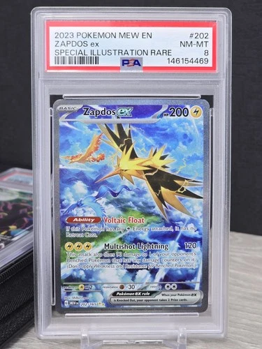 Pokemon Card Zapdos EX 202/165 Special Illustration Rare Mew 151 2023 PSA 8 NM