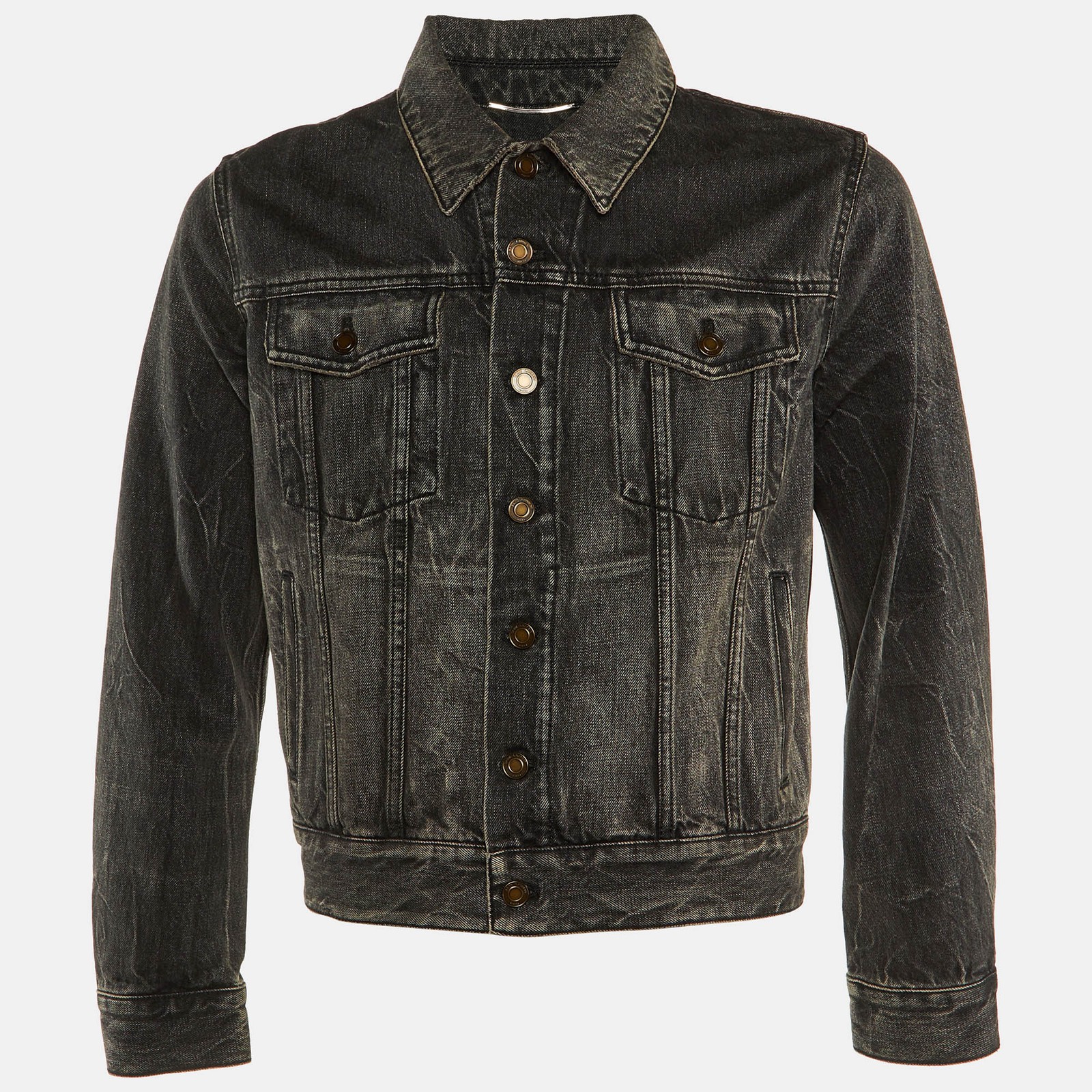 Giacca Saint Laurent grigio scuro denim lavato con bottoni davanti L