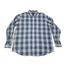 Crown  Ivy Men  s XL Classic Fit Plaid Shirt Long Sleeve Button Down Blue Green