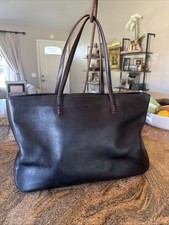 Maxx New York Black Leather Vintage Tote Purse Handbag
