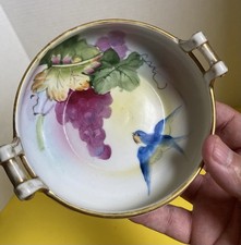 Antique Marimura Nippon Bowl,  5? Hand Painted,Blue Bird, Grapes. No Chips