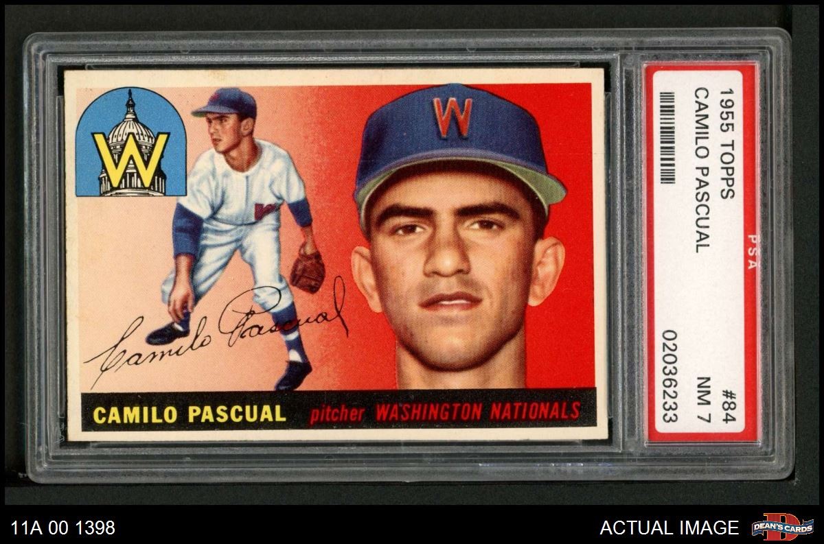 1955 Topps #84 Camilo Pascual Senators RC PSA 7 - NM