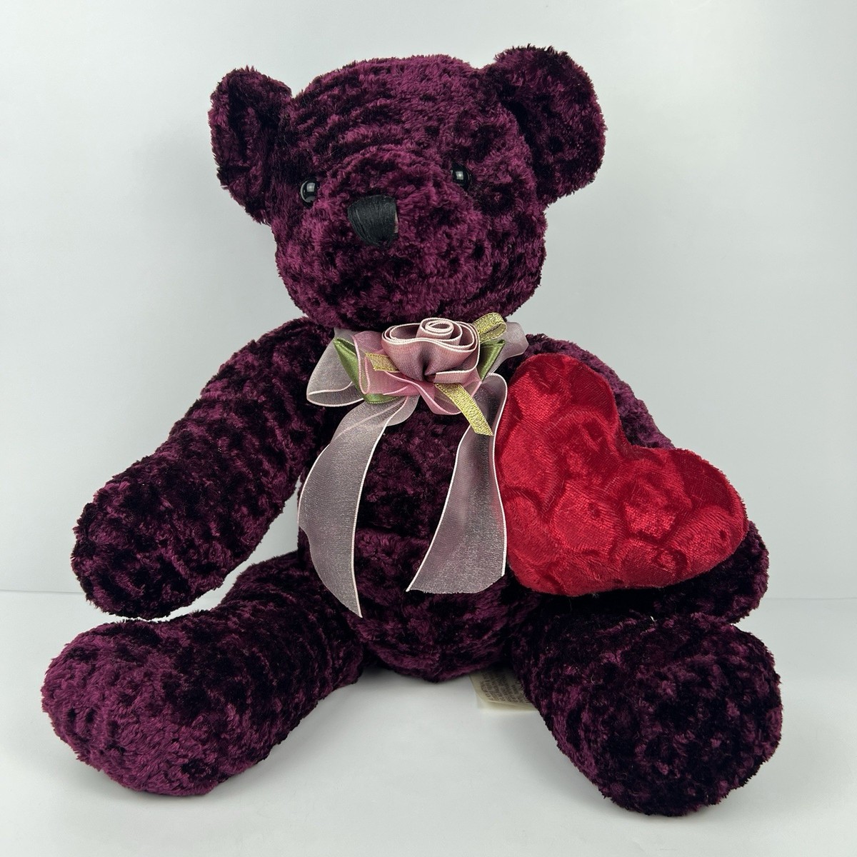 Dan Dee Collector's Choice Teddy Bear Purple Velvet Rose Heart 15
