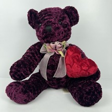 Vintage Dan Dee Collector  s Choice Teddy Bear Purple Rose Pink Plush Velvet