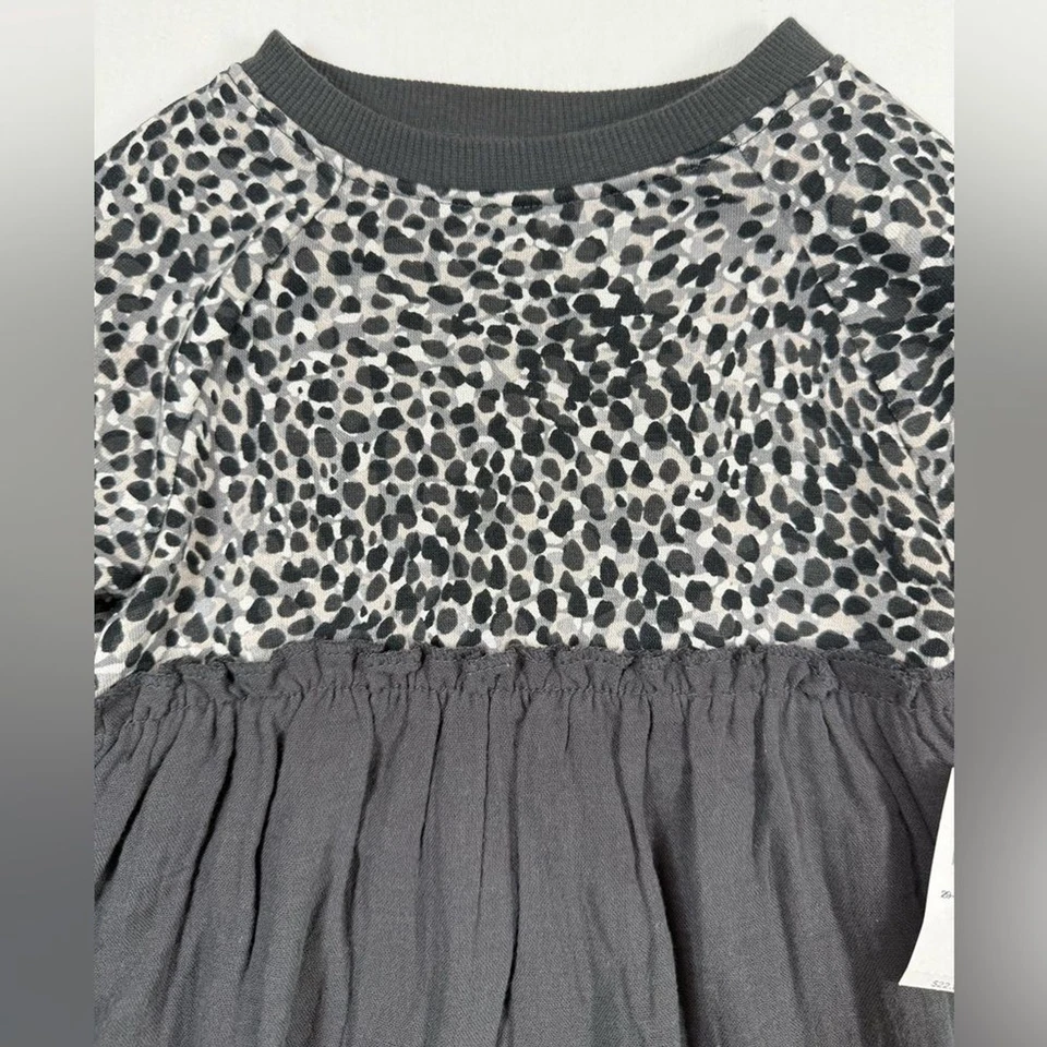 NUEVO CON ETIQUETAS OLD NAVY Vestido Bebé Niña Gris Estampado Animal Guepardo Manga Larga 12-18M NUEVO Foto 3 de 4