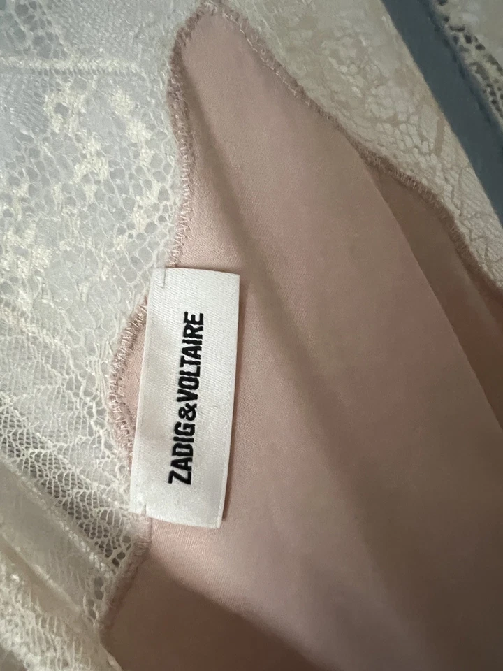 Zadig&Voltaire Women's Neckline Lace Patchwork Long Silk Halter Dress - Image 3 of 4