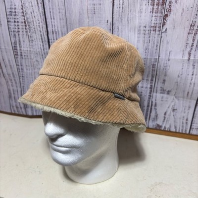 Ellesse Corduroy Bucket Hat Sherpa Lined Tan Y2K Streetwear