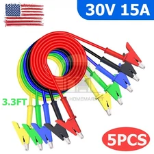 5Pcs 15A Alligator Crocodile Clips Electrical Test Leads Set Jumper Wires Cables