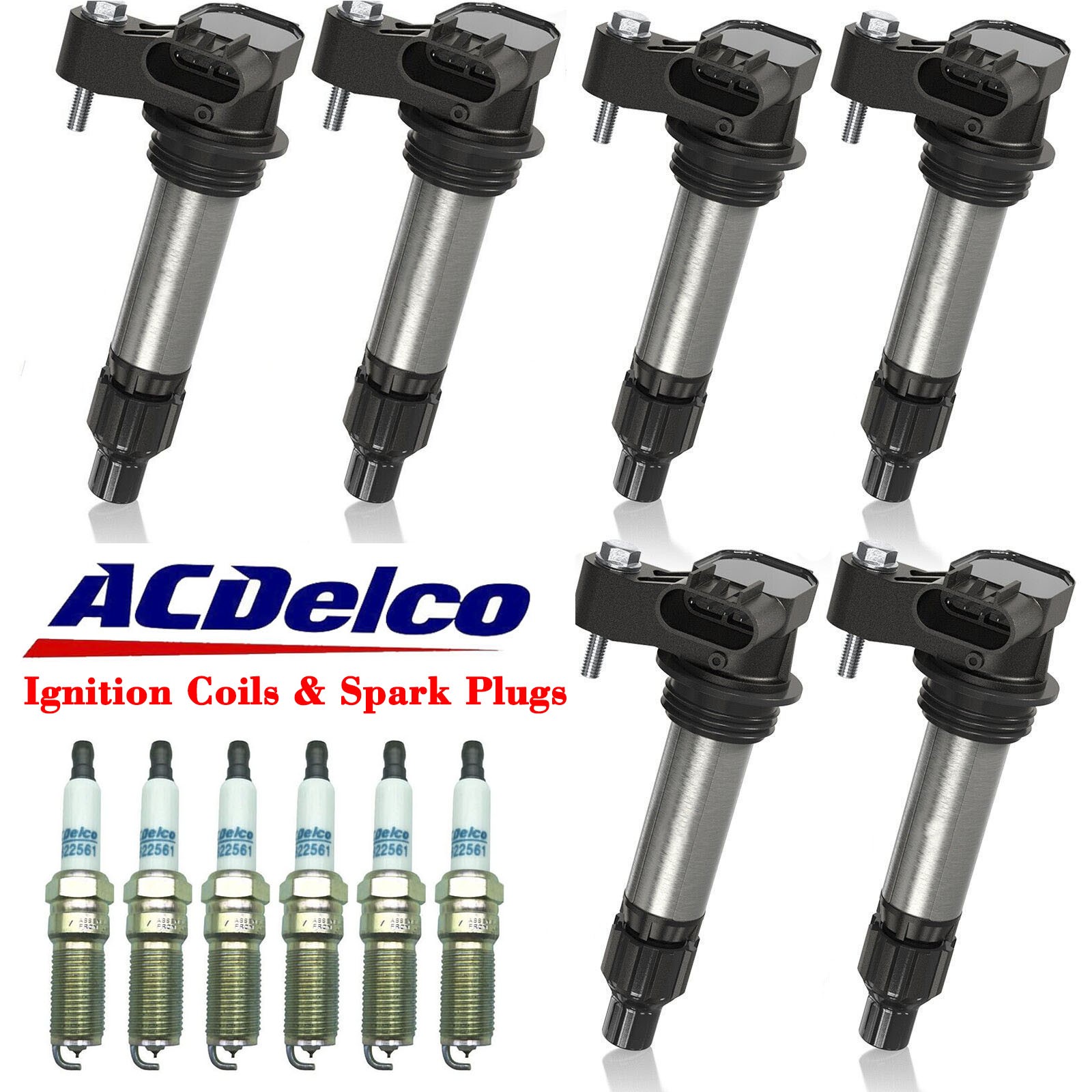 OE ACDelco 6x Iridium Spark Plugs  6x Ignition Coils For Chevrolet GMC Cadillac