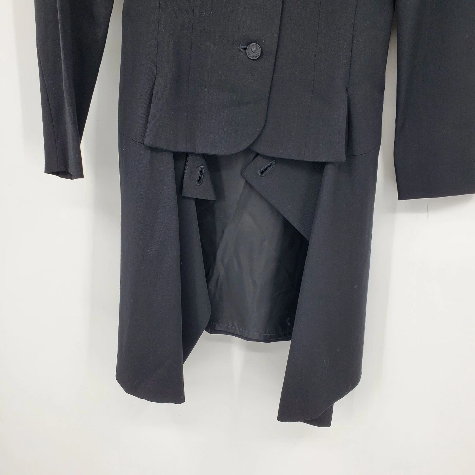 Abito Moschino economico e pulcino lana maniche lunghe nero blazer look gonna formale