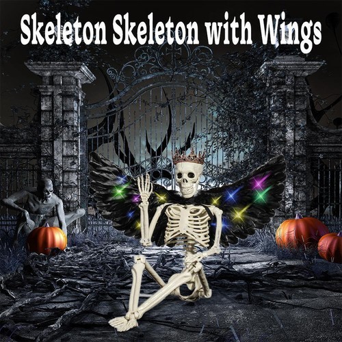 Halloween Skeleton Skeleton with Glowing Wing Adjustable Props, Horror O7T8 - Picture 12 of 13