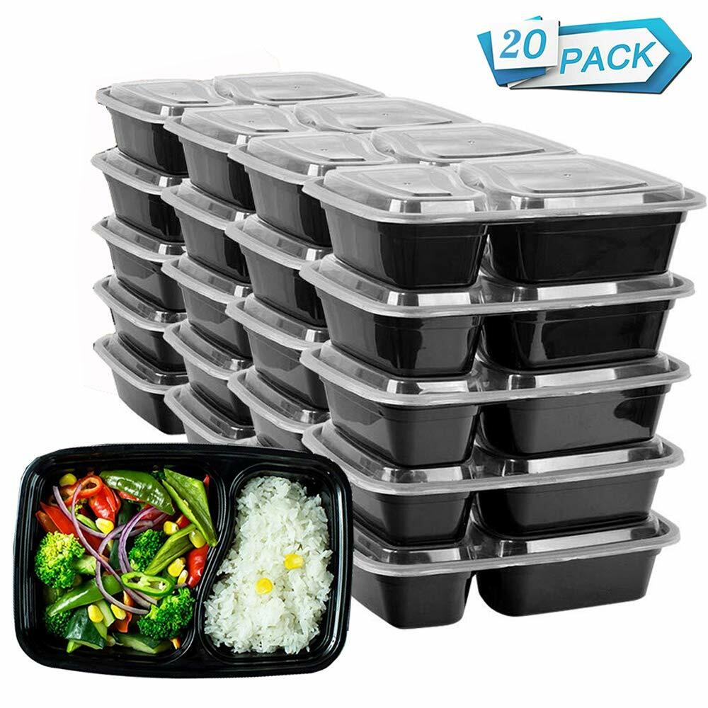 HENSHOW Set 20 Contenitori 2 Scomparti 1000ml - Prezzo Imbattibile