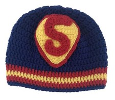 Handmade Boy  s Superman Winter Knit Beanie/Hat