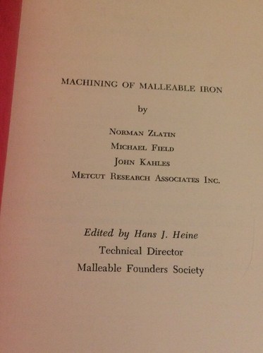 Machining Of Malleable Iron By Zlatin, Field, And Kahles From 1971 - Picture 3 of 5