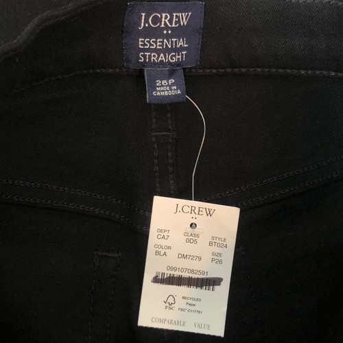 J.CREW Women's Essential Straight All-Day Stretch Black Jean PETITE 26P BT024 - Picture 5 of 6