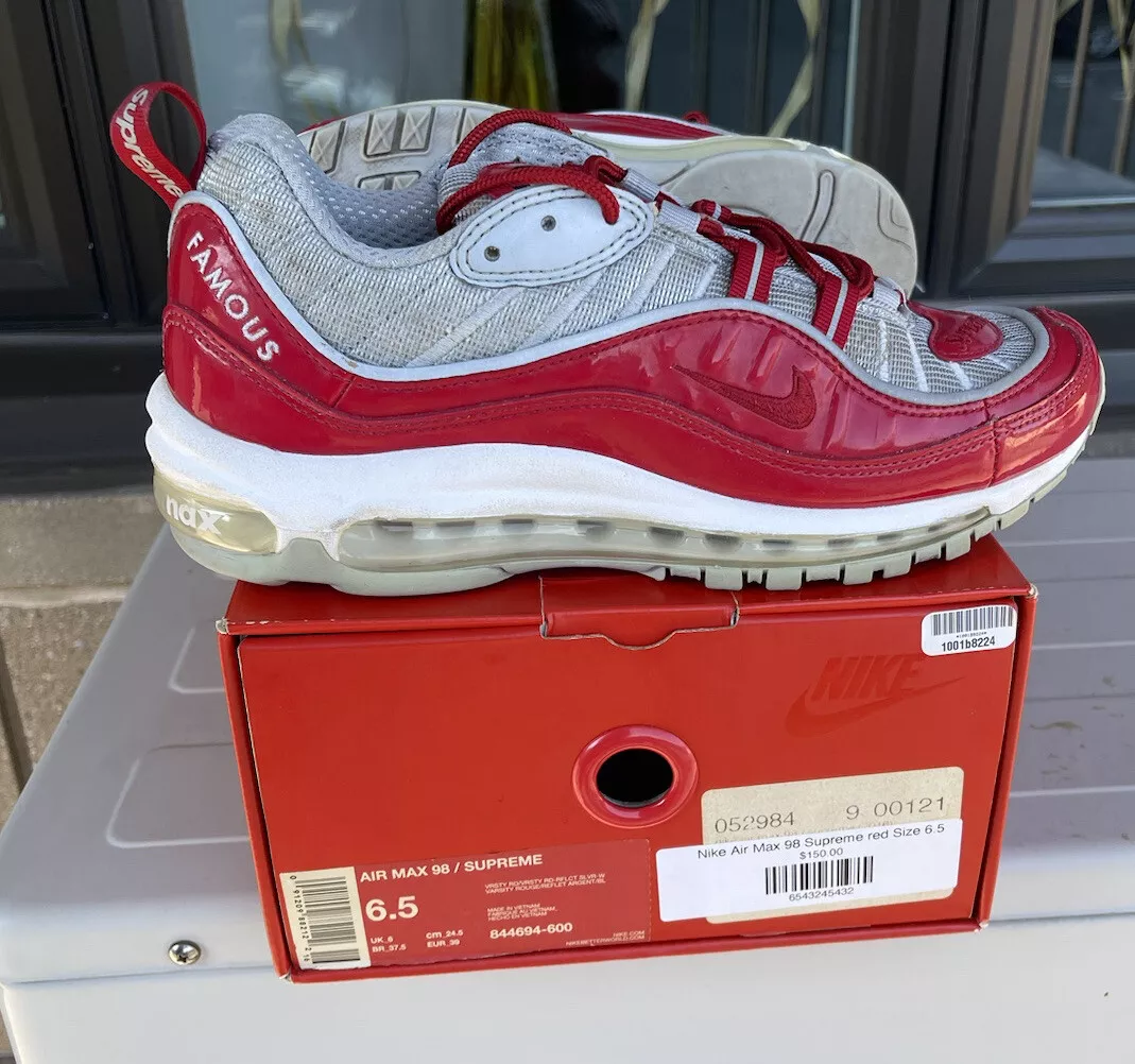 NIKE SUPREME X AIR MAX 98 'RED' 844694-600 MENS SNEAKERS