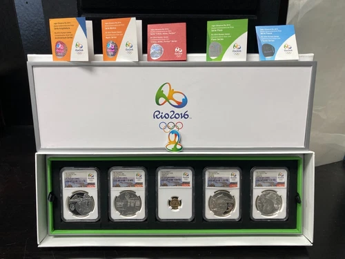 2016 Brazil Rio Olympics Series 3 Silver and Gold 5 Coin Proof Set NGC PF70 4PUG