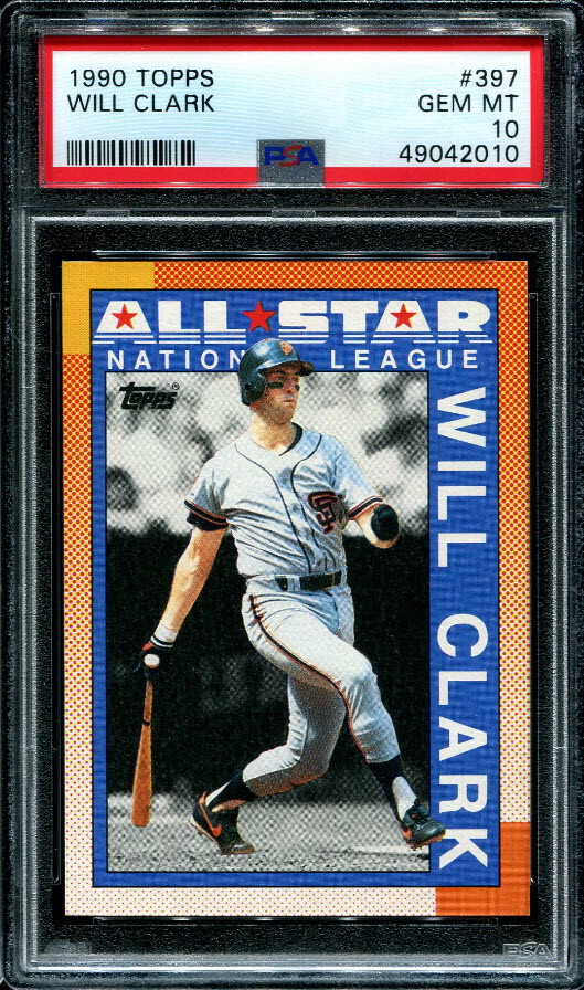 PSA 10 GEM MINT 1990 TOPPS WILL CLARK #397 ALL-STAR GIANTS 42010