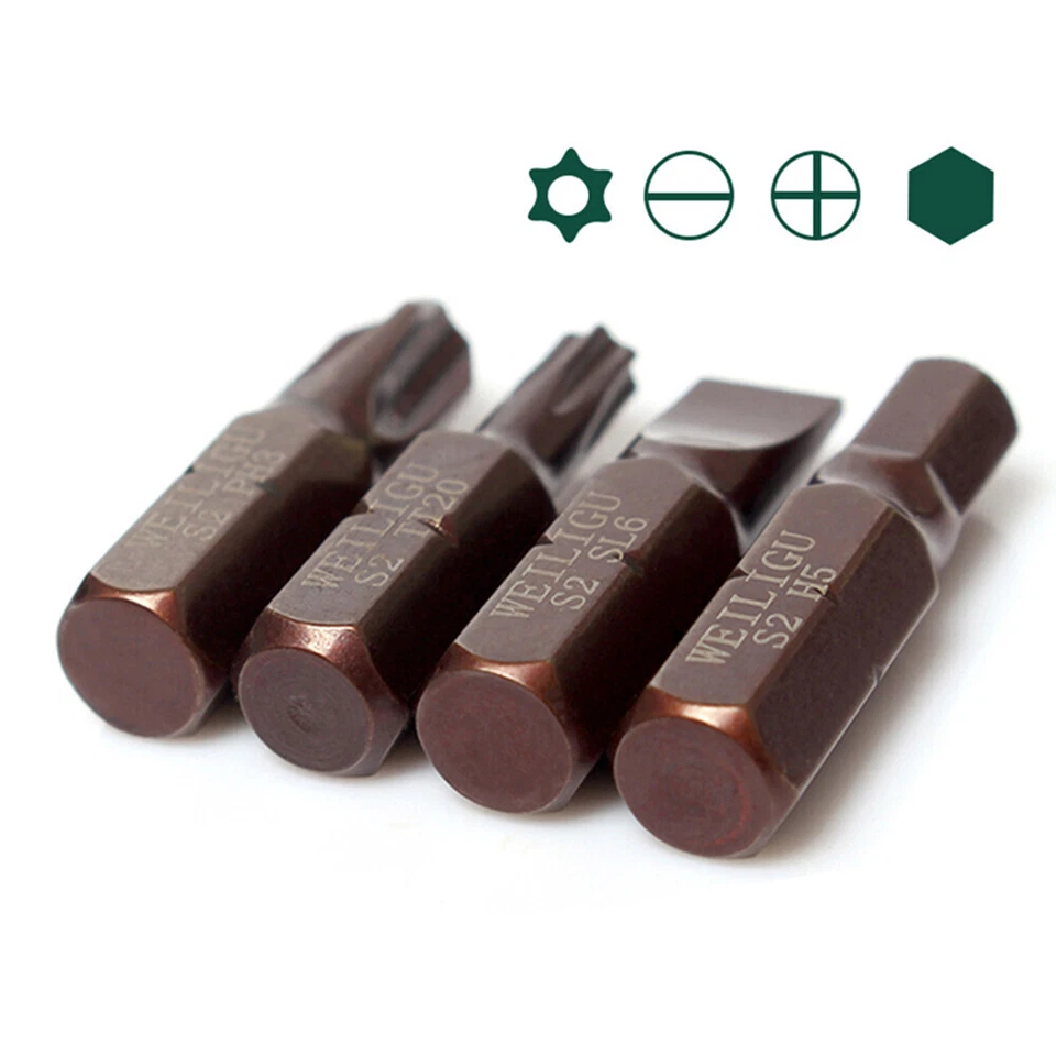 Torx/Cross/Hex/Slot Bit Drill Magnetic S2 Steel Screwdriver Bits /4" Hex Shank - Image 3 of 4