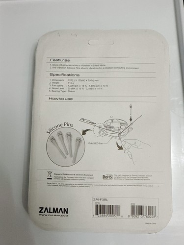 Zalman Ultra Quiet LED Fan 120mm ZM-F3 Red Color Light ZM-F3RL 3-pin - Picture 2 of 2