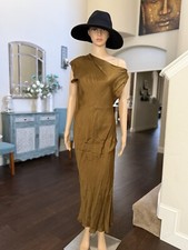 ZARA WOMAN SATIN EFFECT TAPE BROWN MIDI DRESS ZW ALL SIZES : 8422/164 NWT