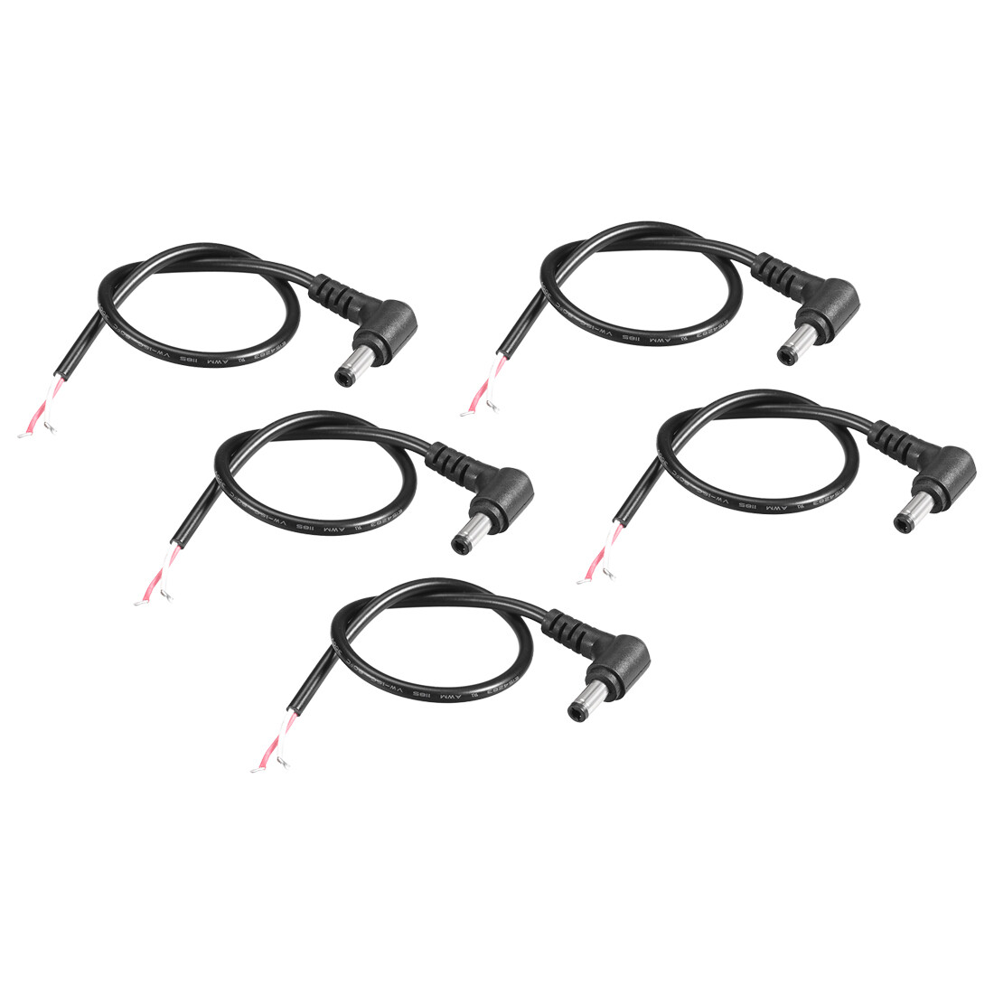 DC Power 5.5mm x 2.5mm 4A 30cm Male Plug Right Angle Cable Connector 5pcs
