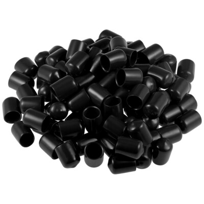 100pcs Screw Thread Protectors 1/2'' ID 20mm Length Round End Cap Cover Black