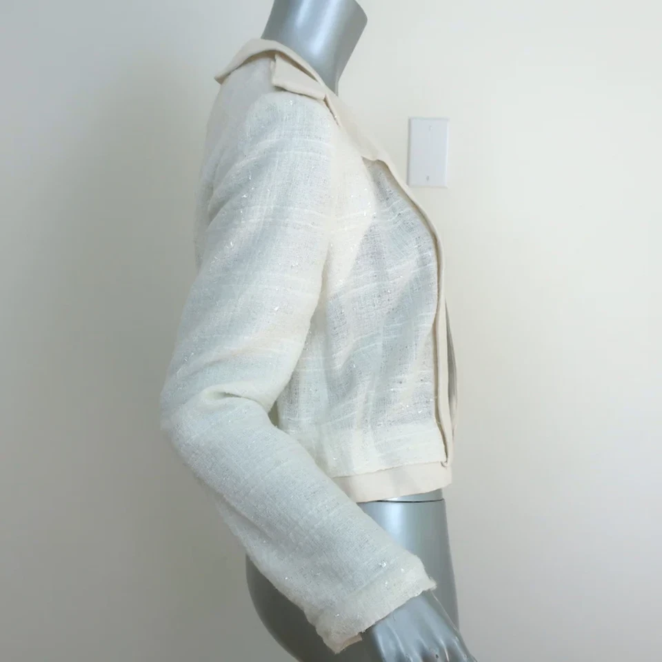 Chaqueta Chloe Frente Abierto Crema Adornada Mezcla Algodón Talla 40 Foto 3 de 4