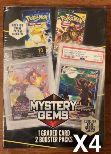 2024 “NEW” Pokemon Walmart Mystery Gems 1 Graded Card, 2 Booster Packs- Lot Of 4 - Picture 1 of 1