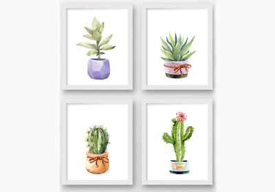 Aquarell Kaktus Drucke, Kaktus Wanddeko, Kakteen Pflanzen Wanddeko, Geschenk