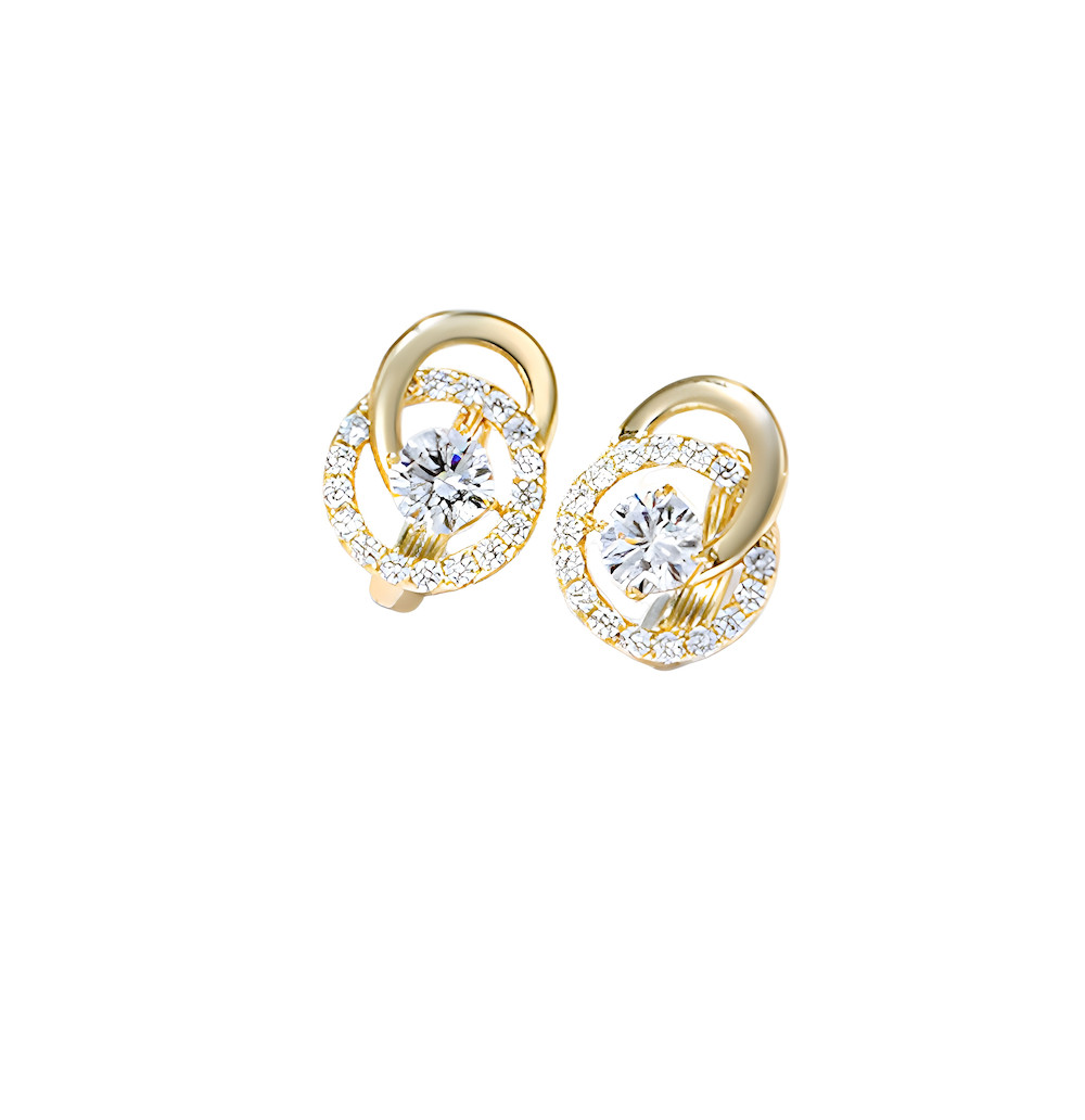 Créoles Solitaire Blanc en Plaqué Or Idéales pour le Bureau