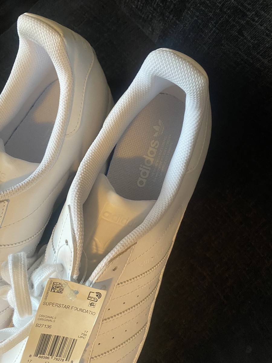 ADIDAS Superstar Foundation White Faux Leather Lace Up Sneakers Men's Shoes  | eBay