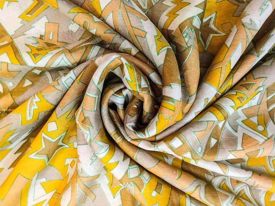 Pure Silk Fabric By The Yard Dress Making Cloth Collage Vintage Material PSF1634 - Image 3 of 4