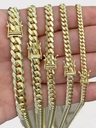 SOLID 10k Gold Chain Necklace Miami Cuban link REAL Mens 4mm-8mm 20"-28" DISOUNT - Picture 1 of 6